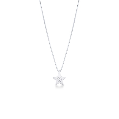18k white gold necklace with star pendant with central diamond