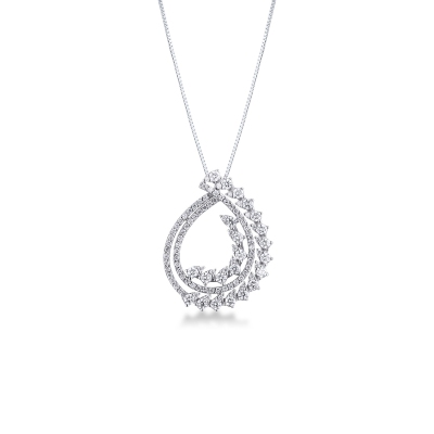 18k white gold necklace with pendand pear shape in diamonds 