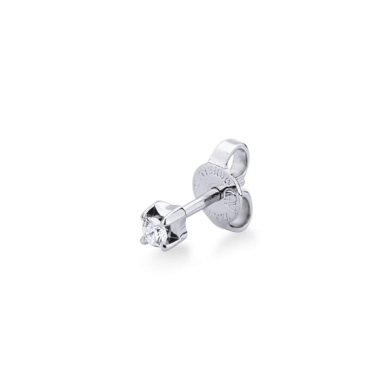 Mono orecchino in oro bianco 18k a 4 griffe con diamanti