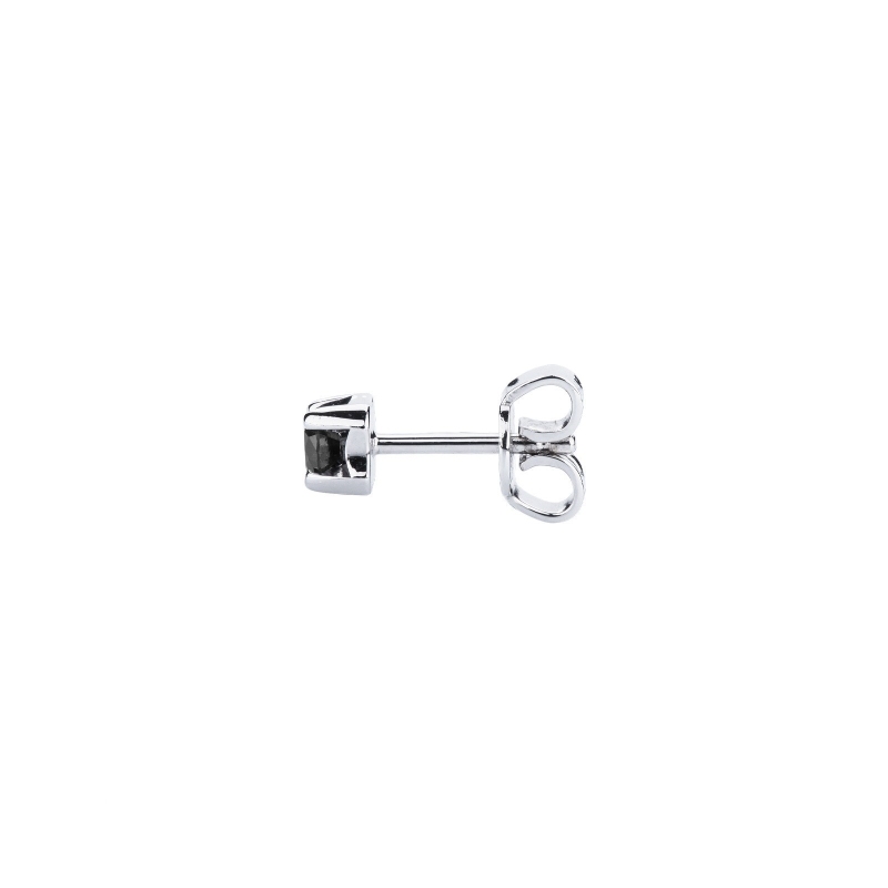 White gold 18k single stud earring with a black diamond 