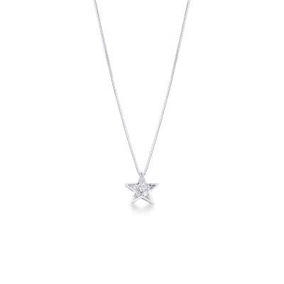 White gold 18k necklace with a star shaped pendant with diamonds pavé