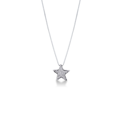 White gold 18k necklace with a star shaped pendant with diamonds pavé