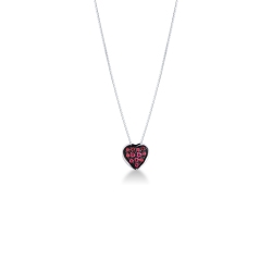 Burnished heart pendant with rubies