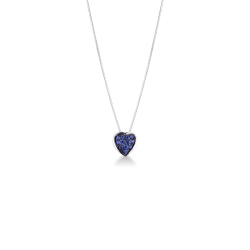 Burnished heart pendant with blue sapphires