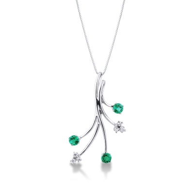 Pendant with 5 branches, emeralds and diamonds