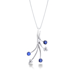 Pendant with 5 branches, sapphires and diamonds