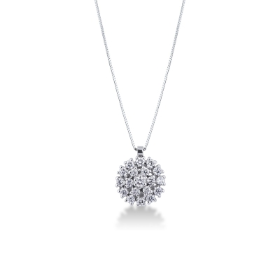 Fancy pendant with diamonds in white gold 18k