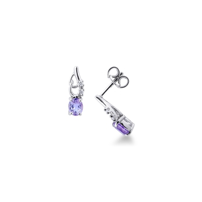 Fancy earrings with oval amethyst and diamonds