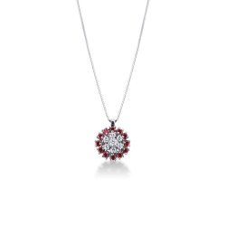 Fancy circle pendant with rubies and diamonds