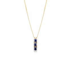 Necklace in 18k yellow gold with blue sapphire and diamond pendant