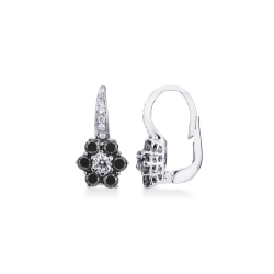 White gold 18k drop earrings with white and black diamonds 