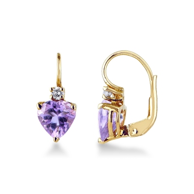 Yellow gold 18k earrings with amethysts and diamonds 