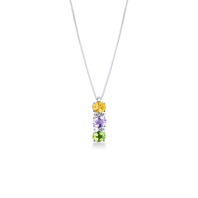 Collana con Ametista, Diamanti e Pietre Colorate Rainbow