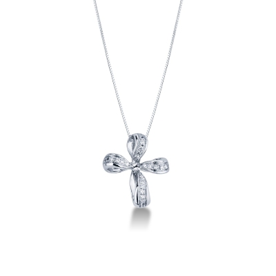 Fancy cross pendant with diamonds