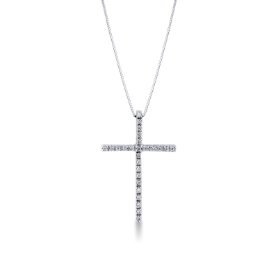 18k white gold cross pendant with diamonds