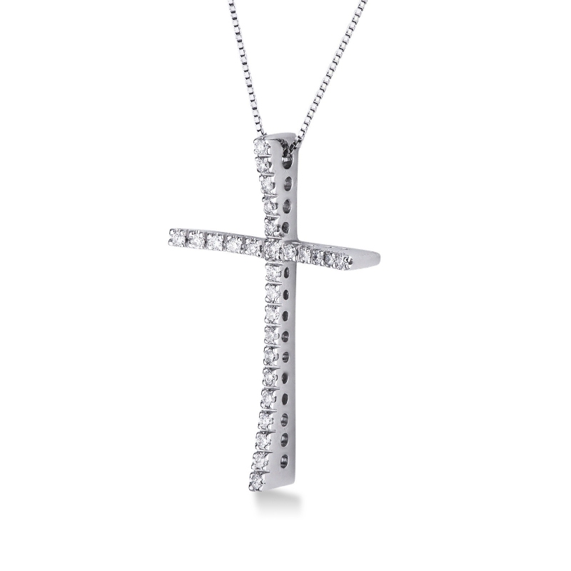 18k white gold cross pendant with diamonds 