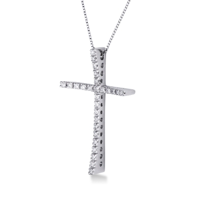 18k white gold cross pendant with diamonds 