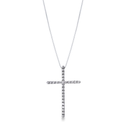 18k white gold cross pendant with diamonds 