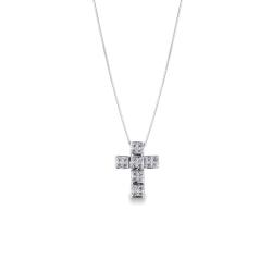 Diamond cross pendant in 18k white gold 