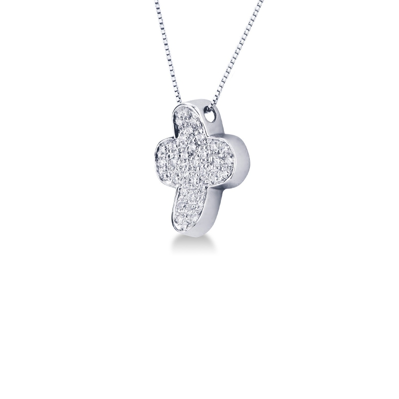 Fancy cross pendant with diamond pavè