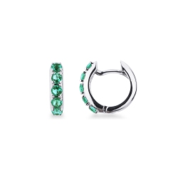 White gold 18k hoop earrings with emeralds 