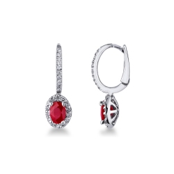White gold 18k hoops with rubies and diamonds halo 