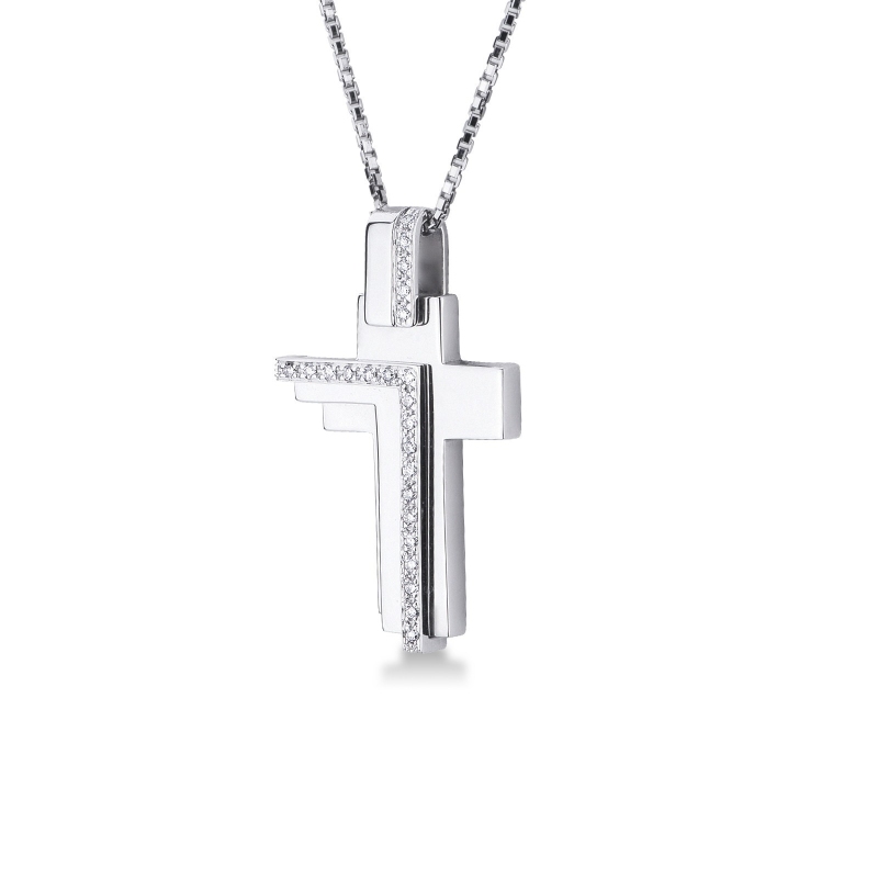 Fancy style cross pendant with diamonds