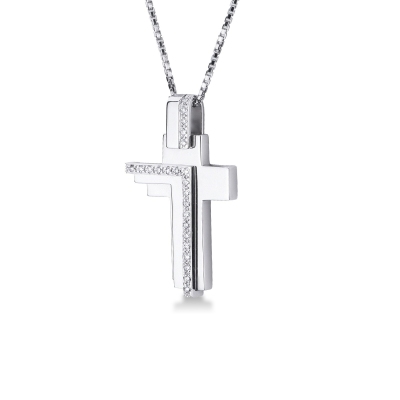Fancy style cross pendant with diamonds