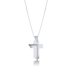 Fancy style cross pendant with diamonds