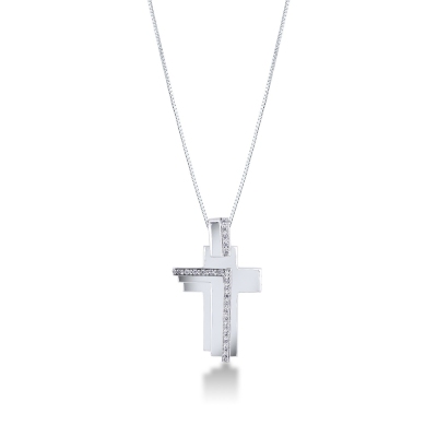 Fancy style cross pendant with diamonds