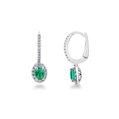 Hoops with emeralds and diamonds in 18k white gold 