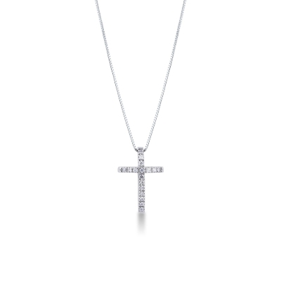 Cross pendant in 18k white gold