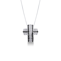 Black and white diamond Fancy cross pendant