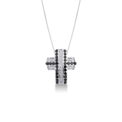 Black and white diamond Fancy cross pendant