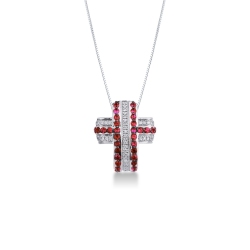 Fancy cross pendant with rubies and diamonds