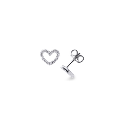 18k white gold heart silhuette earrings with diamonds