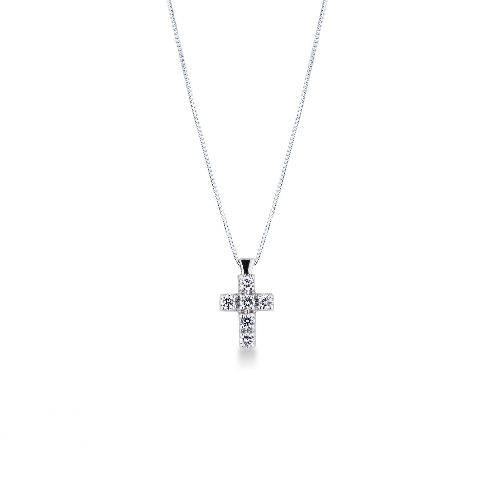 Collana Con Pendente A Croce In Diamante E Oro Bianco 9ct - Carissima Gold Collection - Regalo Di Lusso