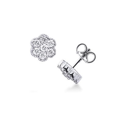 18k white gold cluster earrings with diamonds