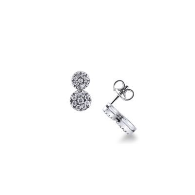 White gold 18k double diamond stud earrings 