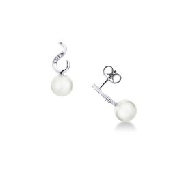 White gold 18k studs with pearls and diamonds 