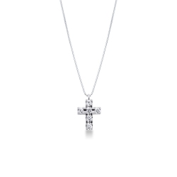 Cross pendant with 6 round cut diamonds