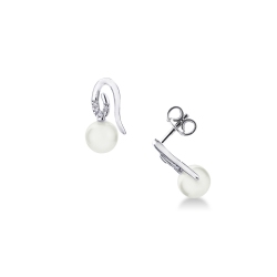 18k white gold earrings with pearls and diamonds 