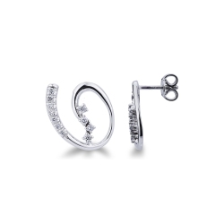 Fancy spiral earrings in 18k white gold with diamonds