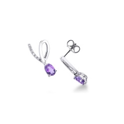 18k white gold earrings with amethysts and diamonds 