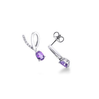 18k white gold earrings with amethysts and diamonds 