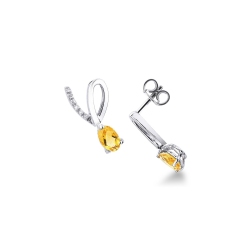 18k white gold earrings with diamonds and yellow topaz