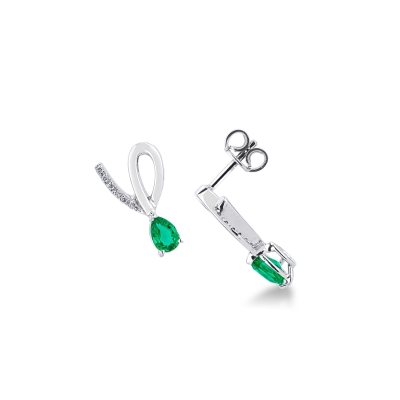 18k white gold earrings with diamonds and emeralds 