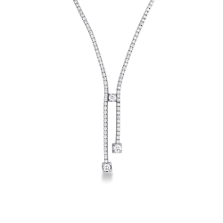 Tennis necklace pyramid in white gold 18k with diamonds