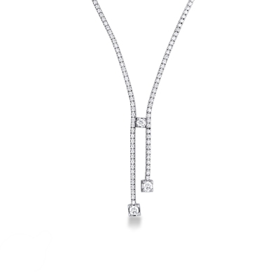 Tennis necklace pyramid in white gold 18k with diamonds