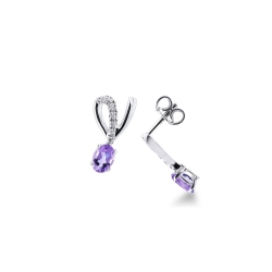 18k white gold earrings with amethysts and diamonds 